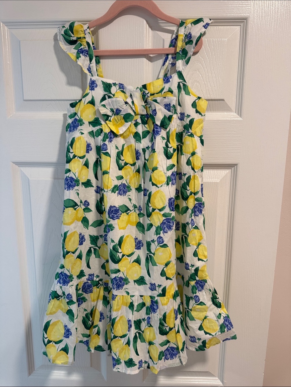 Janie and Jack White Sundress with Yellow Lemon & Blue Floral Print